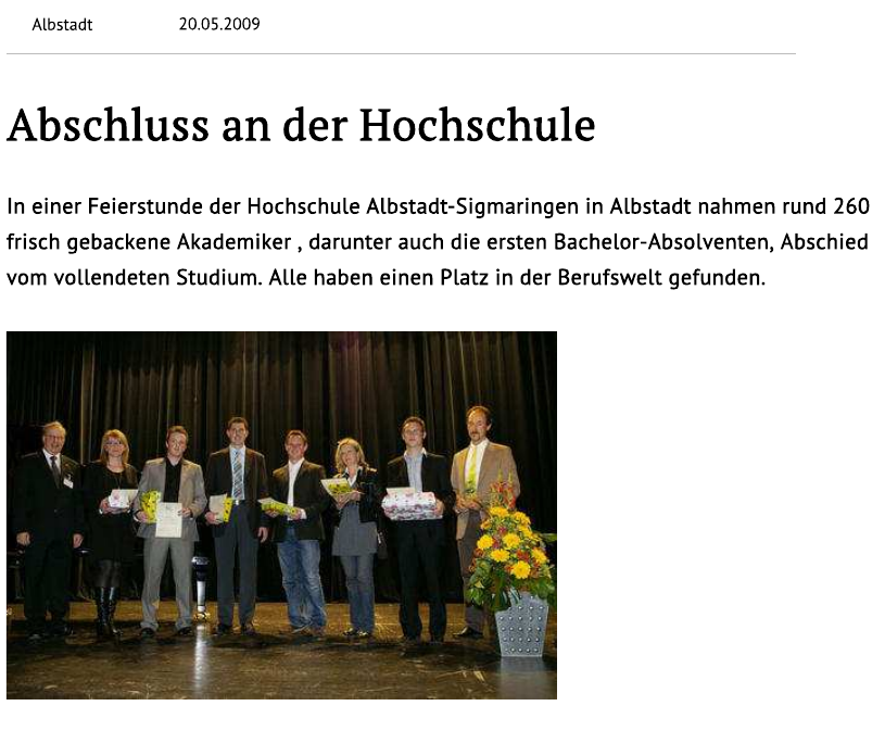 Zeitungsartikel im Südkurier zum Hochschulabschluss